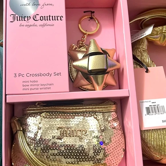 Juicy Couture 3 Piece Gold Mini Hobo Bag Gift Set - Picture 5 of 5